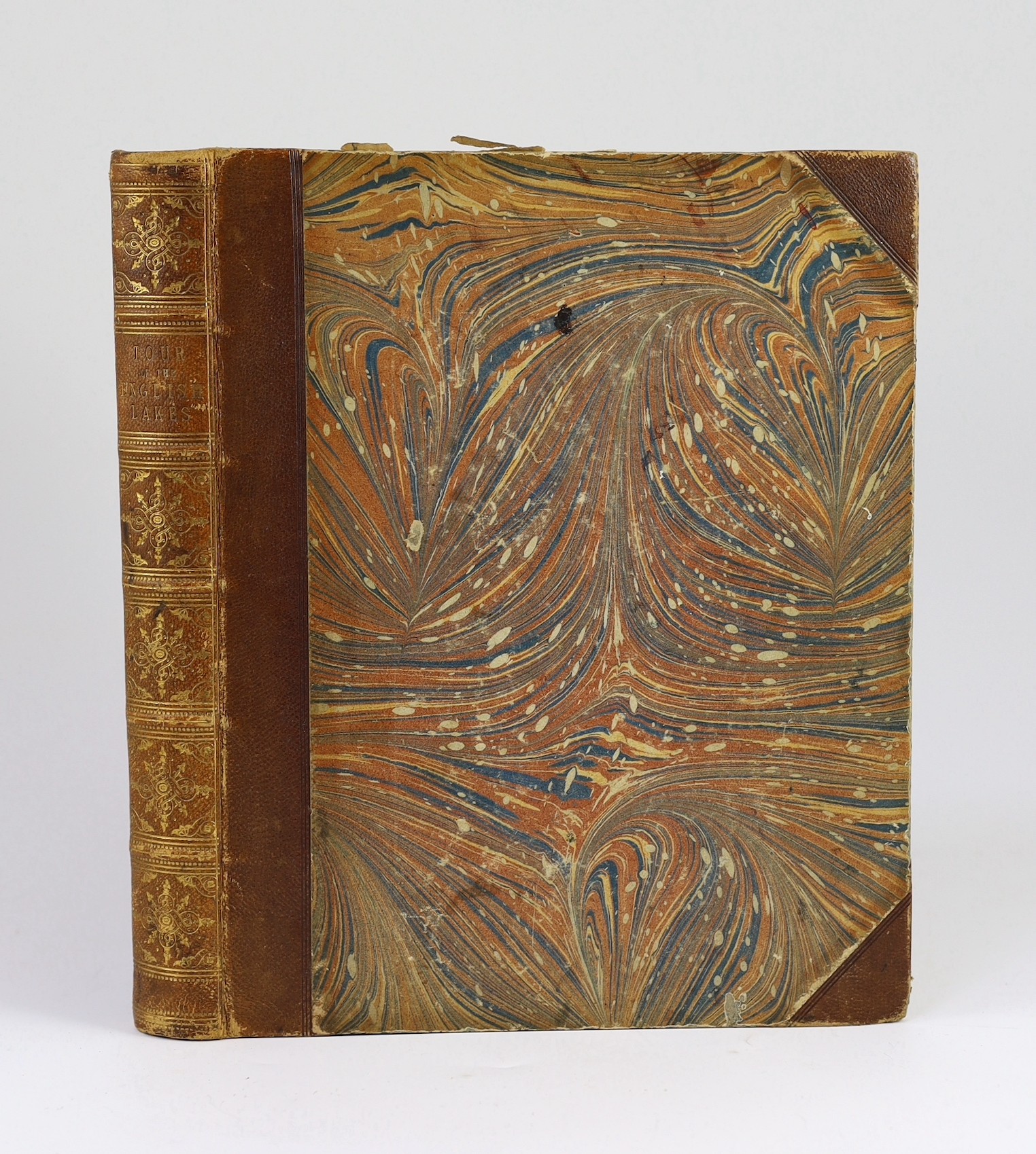 CUMBRIA: Fielding, Theodore Henry and Walton, J - A Picturesque Tour of the English Lakes, 1st edition, 4to, half calf, with hand-coloured pictorial title and 48 tissue guarded hand-coloured plates, light spotting to end